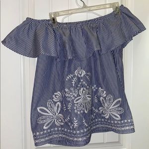 Striped off the shoulder blouse